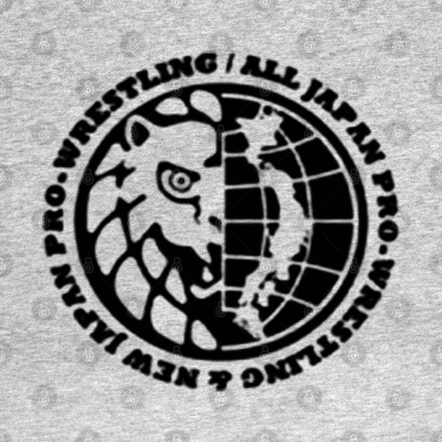 AJPW and NJPW combined Logo B&W by MaxMarvelousProductions